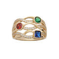 Bague en plaqu&eacute; or croisillon d'oxydes de couleurs Artemare