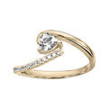Bague en plaqu&eacute; or avec coeur en oxyde blans et oxydes blancs sertis