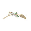 Broches sur Artemare : Broche en plaqu&eacute; or &eacute;pi de bl&eacute; avec navettes oxydes verts et oxydes blancs sertis
