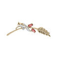 Broche en plaqu&eacute; or &eacute;pi de bl&eacute; avec navettes oxydes rouges et oxydes blancs sertis