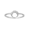 Bague en argent rhodi&eacute; motif croissant de lune et oxydes blancs sertis