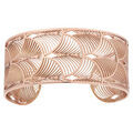 Bracelets sur Artemare : Bracelet en acier PVD rose manchette motif "plume de paons"