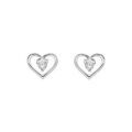 Boucles d'oreille sur Artemare : Boucles d'oreille en argent platin&eacute; avec coeur oxyde blanc et fermoir poussette