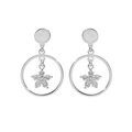 Boucles d'oreille en argent rhodi&eacute; anneau suspendu avec &eacute;toile d'oxydes blancs et fermoir poussette