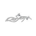 Broche en argent rhodi&eacute; motif v&eacute;g&eacute;tal avec oxydes blancs sertis 43.9 x 12.6mm Artemare