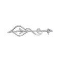 Broche en argent rhodi&eacute; motif arabesque avec oxydes blancs sertis 44.10 x 11.60mm Artemare