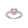 Bagues sur Artemare : Bague en argent rhodi&eacute; coeur de 6mm en oxyde rose contour et rail d' oxydes blancs sertis