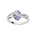 Bague en argent rhodi&eacute; oxyde violet et volute d'oxydes blancs Artemare
