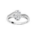 Bague en argent rhodi&eacute; oxyde blanc et volute d'oxydes blancs
