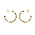 Boucles d'oreille sur Artemare : Cr&eacute;oles en acier et PVD jaune torsade 24mm et fermoir poussette