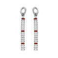 Boucles d'oreille sur Artemare : Boucles d'oreille en acier pendantes avec cha&icirc;nette d'oxydes blancs et rouge sertis en cascade et fermoir poussette
