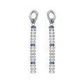 Boucles d'oreille en acier pendantes avec cha&icirc;nette d'oxydes blancs et bleu fonc&eacute; sertis en cascade et fermoir poussette Artemare
