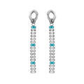 Boucles d'oreille en acier pendantes avec cha&icirc;nette d'oxydes blancs et Topaze bleu sertis en cascade et fermoir poussette Artemare
