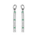 Boucles d'oreille sur Artemare : Boucles d'oreille en acier pendantes avec cha&icirc;nette d'oxydes blancs et vert sertis en cascade et fermoir poussette