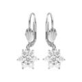 Boucles d'oreille feermoir dormeuse en argent rhodi&eacute; marguerite oxydes blancs sertis Artemare