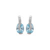 Boucles d'oreille en argent rhodi&eacute; oxydes bleu ciel oval sur ruban d'oxydes blancs sertis et fermoir poussette