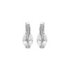 Boucles d'oreille en argent rhodi&eacute; oxydes blanc oval sur ruban d'oxydes blancs sertis et fermoir poussette