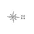 Boucles d'oreille sur Artemare : Boucles d'oreille en argent rhodi&eacute; 1 &eacute;toile pav&eacute;e d'oxydes blancs sertis et 1 oxyde serti griffe et fermoir poussette