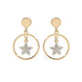 Boucles d'oreille en argent et dor&eacute; anneau suspendu avec &eacute;toile d'oxydes blancs et fermoir poussette