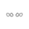 Boucles d'oreille en argent rhodi&eacute; motif infini 8mm avec oxydes blancs sertis et fermoir poussette Artemare