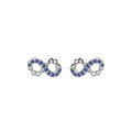 Boucles d'oreille sur Artemare : Boucles d'oreille en argent rhodi&eacute; infini 8mm avec oxydes bleus et fermoir poussette