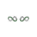 Boucles d'oreille en argent rhodi&eacute; infini 8mm avec oxydes verts et fermoir poussette Artemare