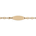 Gourmettes sur Artemare : Gourmette pour enfant en plaqu&eacute; or maille grain de caf&eacute; plaque ovale &agrave; graver fermoir mousqueton 16cm r&eacute;glable 14cm