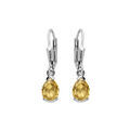 Boucles d'oreille sur Artemare : Boucles d'oreille en argent rhodi&eacute; forme poire Citrine v&eacute;ritable 7x5mm et fermoir dormeuse