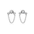 Boucles d'oreille en argent rhodi&eacute; cha&icirc;nette et 3 oxydes blancs et fermoir poussette Artemare