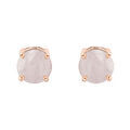 Boucles d'oreille en argent rose pierre Quartz rose v&eacute;ritable 4mm 4 griffes et fermoir poussette Artemare