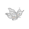 Broches sur Artemare : Broche en argent rhodi&eacute; motif papillon avec oxydes multi couleurs