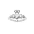 Bague en argent rhodi&eacute; symbole Claddagh d'Irlande mod&egrave;le femme (amour, amiti&eacute;, loyaut&eacute;)