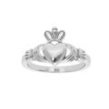 Bague en argent rhodi&eacute; symbole Claddagh d'Irlande (amitie, amour, loyaut&eacute;) 2 mains avec 1 coeur mod&egrave;le Homme