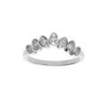 Bague en argent rhodi&eacute; forme de couronne V et navettes d'oxydes blancs sertis Artemare