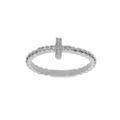 Bague en argent rhodi&eacute; boules avec croix et oxydes blancs sertis Artemare