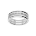Bague en argent rhodi&eacute; 3 rangs avec oxydes blancs sertis au centre Artemare