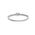 Alliance en argent platin&eacute; demi rail d'oxydes blancs sertis et solitaire oxyde blanc au centre Artemare