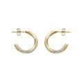 Boucles d'oreille sur Artemare : Cr&eacute;oles en acier et PVD jaune demi anneau vrille avec oxydes blancs et fermoir poussette