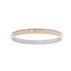 Bracelet jonc en acier rigide articul&eacute; PVD 3 tons 60x50mm