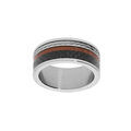 Bague en acier et carbone anneau large avec filet bois de synth&egrave;se et c&acirc;ble Artemare