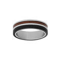 Bague en acier et PVD noir anneau avec aspect bois de synth&egrave;se Artemare