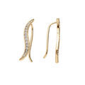 Boucles d'oreille en plaqu&eacute; or pointe avec oxydes blancs sertis fermoir crochet
