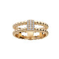 Bague en plaqu&eacute; or 2 rangs boules et pav&eacute; avec oxydes blancs sertis Artemare