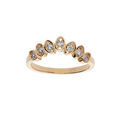 Bague en plaqu&eacute; or forme couronne 7 navettes avec oxydes blancs sertis Artemare