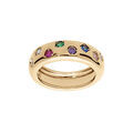 Bague en plaqu&eacute; or anneau large avec oxydes multicouleurs Artemare