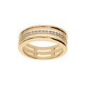 Bague en plaqu&eacute; or large avec 3 rangs et oxydes blancs sertis Artemare