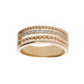 Bague en plaqu&eacute; or multi rangs perl&eacute;s et oxydes blancs sertis Artemare