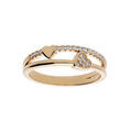 Bague en plaqu&eacute; or 2 rangs motif coeurs et oxydes blancs sertis Artemare