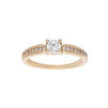Bague en plaqu&eacute; or solitaire serti avec rail d'oxydes blancs de part et d'autre Artemare