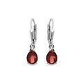 Boucles d'oreille sur Artemare : Boucles d'oreille en argent rhodi&eacute; Grenat v&eacute;ritable en forme de poire 7x5mm et fermoir dormeuse